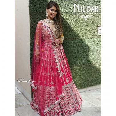 Magenta Yellow Silk Lehenga