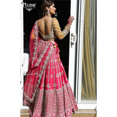 Magenta Yellow Silk Lehenga