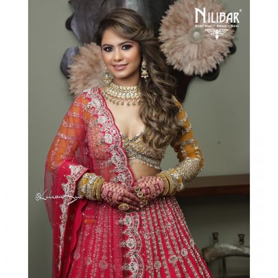 Magenta Yellow Silk Lehenga