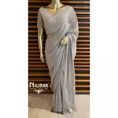 Light Grey Georgette Saree