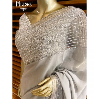 Light Grey Georgette Saree