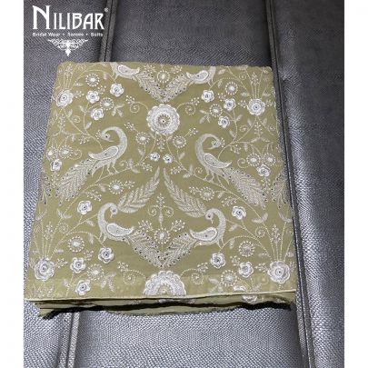 Sage Green Georgette Chikankari Unstitched Suit