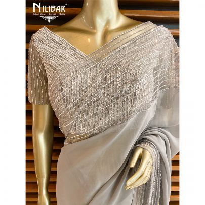 Light Grey Georgette Saree