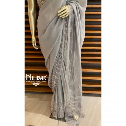 Light Grey Georgette Saree