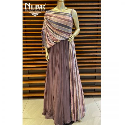 Heather Purple Chinon Gown