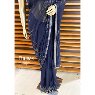 Navy Blue Georgette Saree