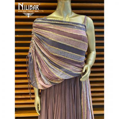 Heather Purple Chinon Gown