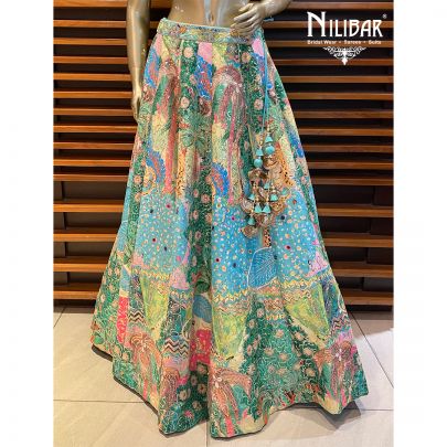 Multicoloured Silk Lehenga Set