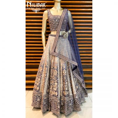 Chelsea Blue Panalled Lehenga Set