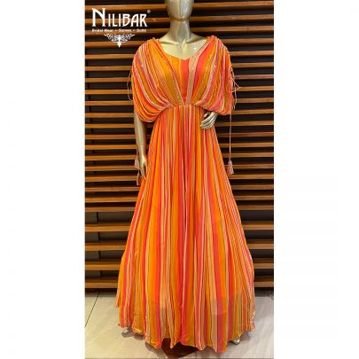 Multicolor Chinon Gown