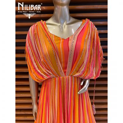 Multicolor Chinon Gown