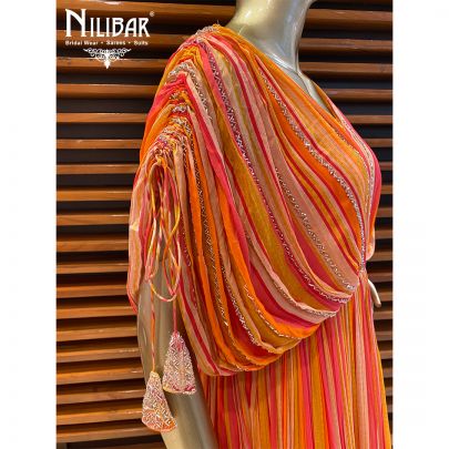 Multicolor Chinon Gown