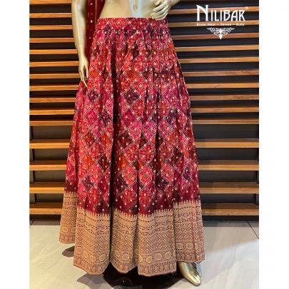 Currant Red Organza Lehenga