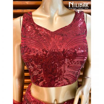 Red Net Lehenga Set