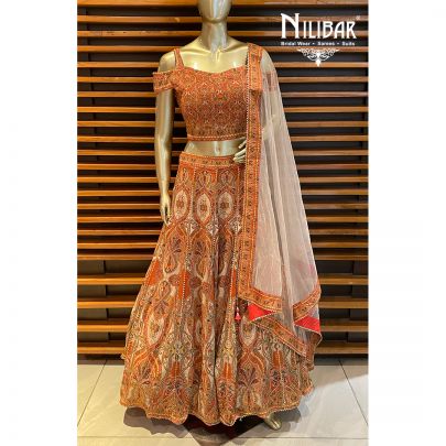 Sunrise Orange Silk Lehenga