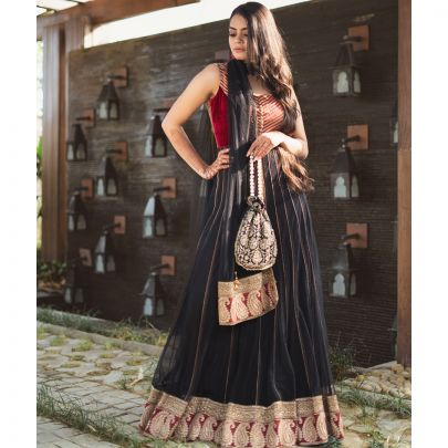 Black Velvet Anarkali Suit