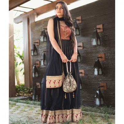 Black Velvet Anarkali Suit