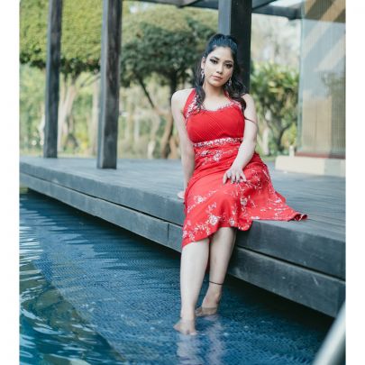 Red Silk Midi  Dress