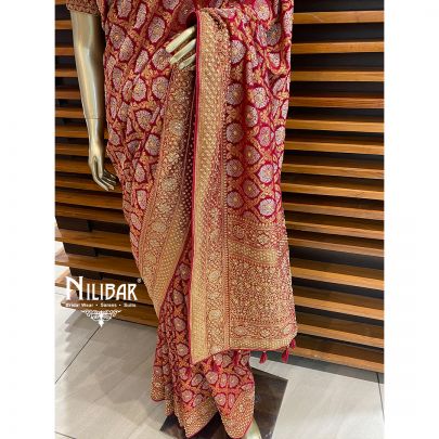 Crimson Georgette Bridal Saree