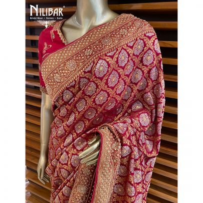 Crimson Georgette Bridal Saree
