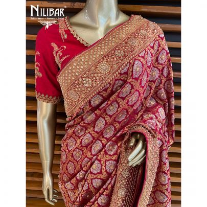Crimson Georgette Bridal Saree