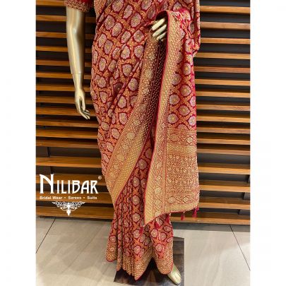 Crimson Georgette Bridal Saree