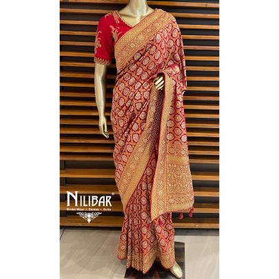 Crimson Georgette Bridal Saree