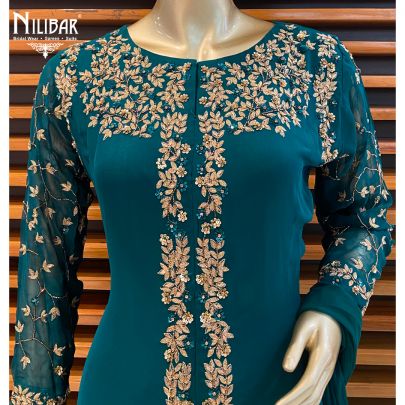 Bottle Green Georgette Palazzo Suit