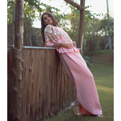 Peach Cape Style Dress
