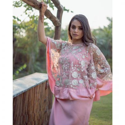 Peach Cape Style Dress