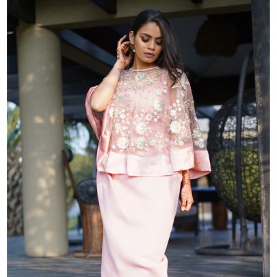 Peach Cape Style Dress