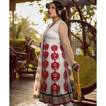 White Anarkali Suit