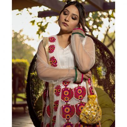 White Anarkali Suit