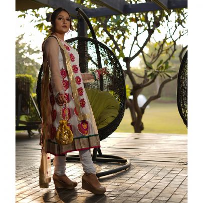 White Anarkali Suit