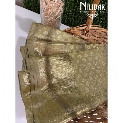 Olive Green Silk Banarasi Saree