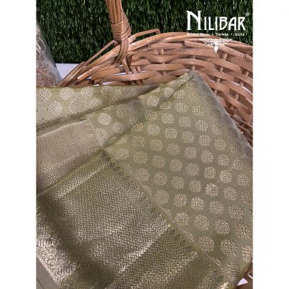 Olive Green Silk Banarasi Saree