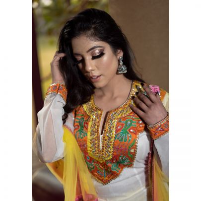 White Net Anarkali Suit