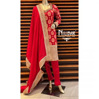 Scarlet Red Crepe Sabyasachi Suit