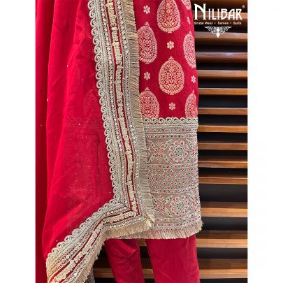 Scarlet Red Crepe Sabyasachi Suit