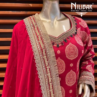 Scarlet Red Crepe Sabyasachi Suit