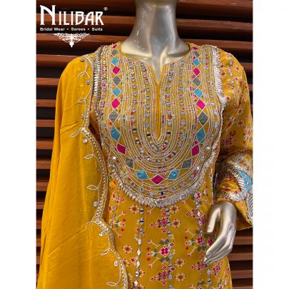Butter Yellow Crepe Long Peplum suit with Palazzo