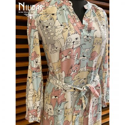 Multicolor Cotton Tunic Short Dress