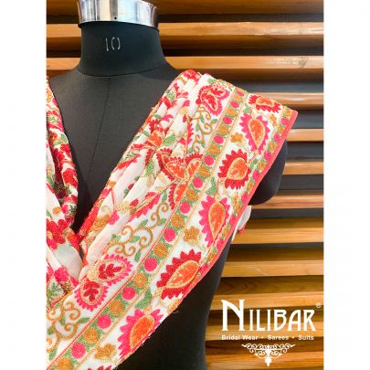 White Georgette Beautiful Phulkari