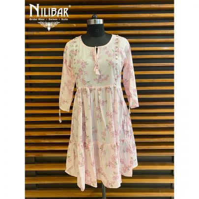 Baby Pink Cotton Tunic Short Dress