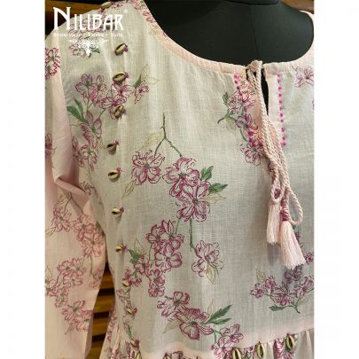 Baby Pink Cotton Tunic Short Dress