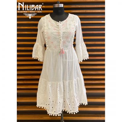 White Cotton Tunic Short Dress