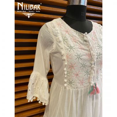 White Cotton Tunic Short Dress