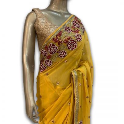 Mustard Georgette Saree