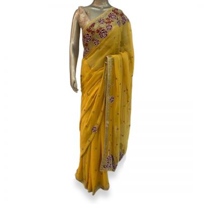 Mustard Georgette Saree