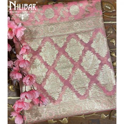 Pink Organza Banarasi Dupatta
